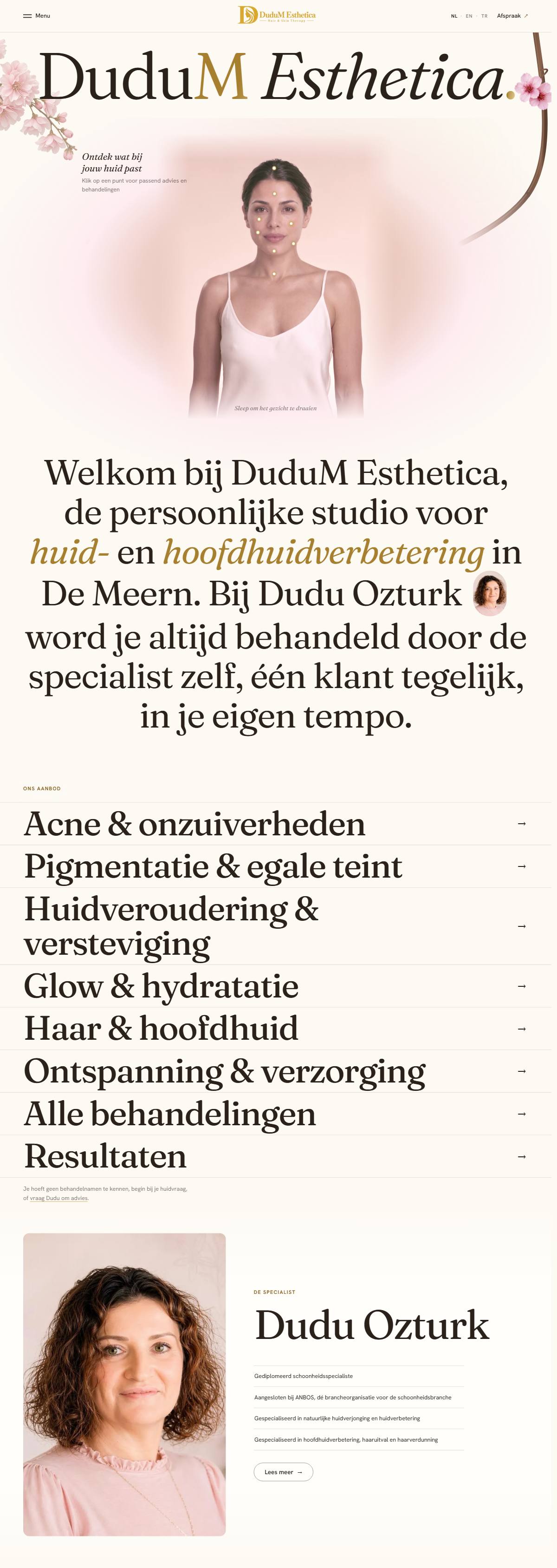 Scherm Home van dudumesthetica.nl